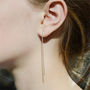 Long Shiny Sterling Silver Drop Earrings, thumbnail 4 of 6