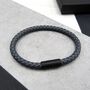 Men's Thick Woven Leather Black Clasp Bracelet, thumbnail 1 of 6