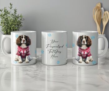Personalised Welsh Springer Spaniel In Christmas Jumper Mug, 2 of 2