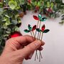 Christmas Red And Green Crystal Hair Pin Set Of Three, thumbnail 5 of 12