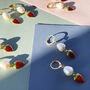 Handmade Strawberry Freshwater Pearl Drop Earrings, thumbnail 3 of 7