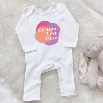Custom Text Personalised Babygrow In Pastels, 2 of 3