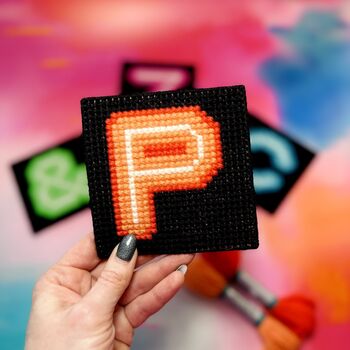 Neon Style Chunky Cross Stitch Single Coaster Kit, 2 of 5