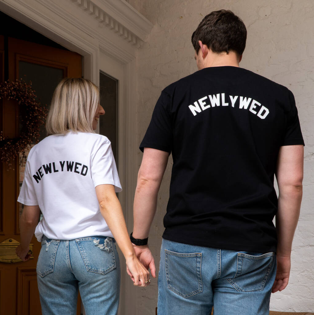'Newlyweds' Mr And Mrs Personalised T Shirt Set, 1 of 11