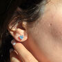 Blue Topaz Heart Sterling Silver Stud Gemstone Earrings, thumbnail 5 of 5