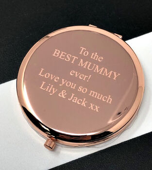 Personalised Feather Compact Mirror In Rose Gold, 2 of 6