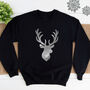 Ladies Reindeer Christmas Jumper With Silver Stag, thumbnail 1 of 3