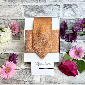 Spice Paisley Wedding Tie Set, 5 of 6