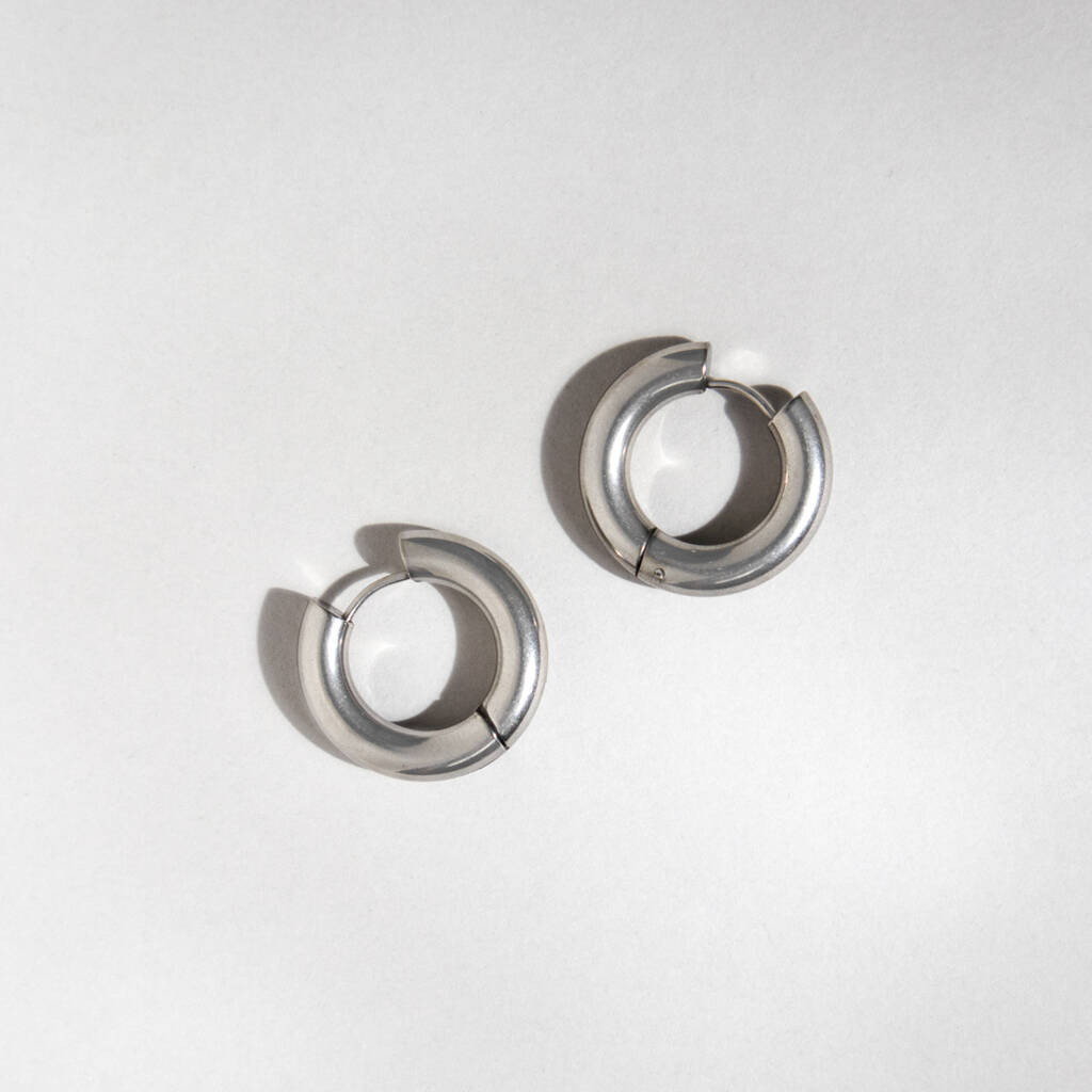 Stainless Steel Chunky Hinge Hoop Earrings, 1 of 4