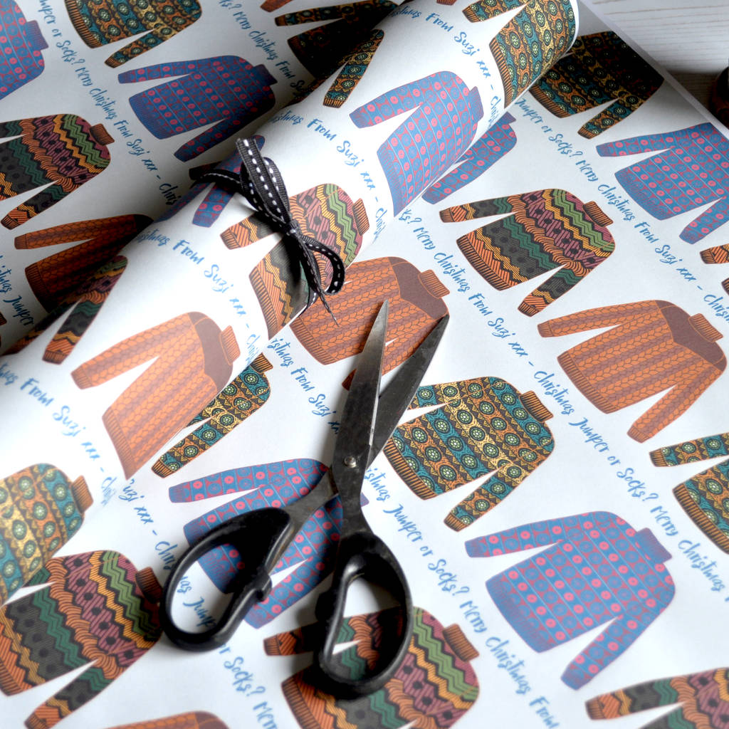 Christmas Wrapping Paper Personalised Jumper Design By Spotty N Stripy