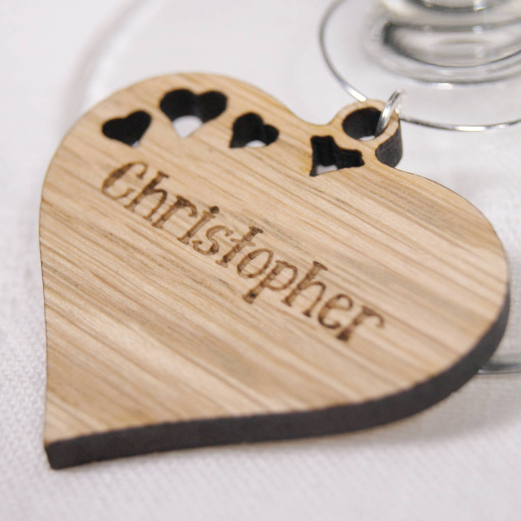 Personalised Wooden Heart Wine Glass Charm By Urban Twist