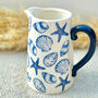 Blue Ceramic Jug With Seashell Design, thumbnail 4 of 5
