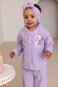 Personalised Bear Embroidered Birthday Pyjamas Choice Of Colours And Age One To Eight Available, 4 of 12
