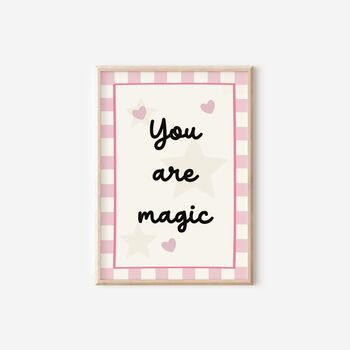 Giirls Pink Moon And Stars Wall Print Set For Bedroom Or Nursery, 4 of 5