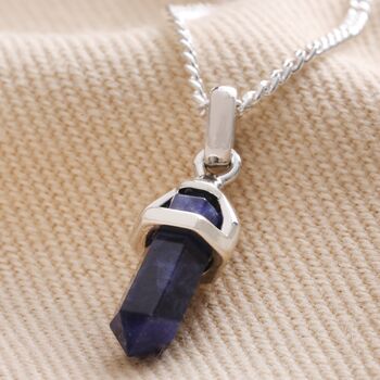 Sodalite Crystal Point Pendant Necklace, 8 of 10