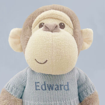 Personalised Morris Monkey Soft Toy With Snuggle Wrap, 7 of 10