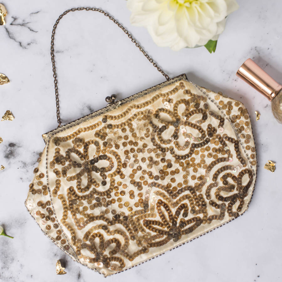 gold sequin purse