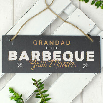 Personalised Barbeque Grill Master Slate Hanging Sign, 3 of 5