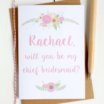 Personalised Floral Be My Bridesmaid Card, 5 of 7