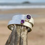 Amethyst February Birthstone Ring Textured Sterling Silver, thumbnail 1 of 11