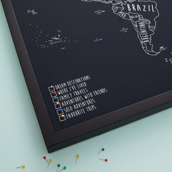 Detailed Personalised World Travel Pinboard Map, 8 of 12