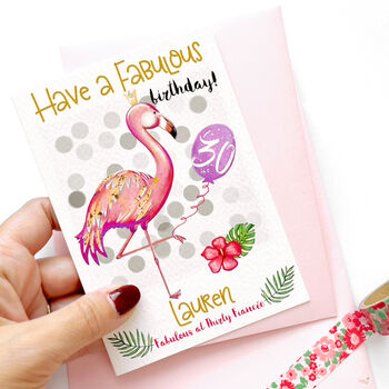 Personalised Flamingo 'Fabulous' 30th Birthday Card, 5 of 10