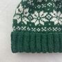 Fair Trade Nordic Snowflake Wool Knit Unisex Bobble Hat, thumbnail 4 of 5