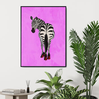 Custom Personalised Zebra Wearing Heels Art Print, 8 of 12