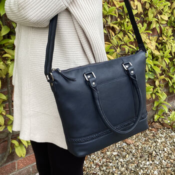 Genuine Leather Dark Navy Leather Handbag, Shoulder Bag, 2 of 5