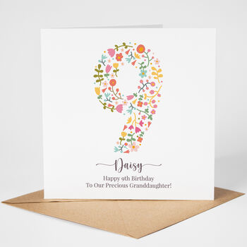 Floral Fun Personalised 9th Birthday Card, 4 of 5