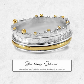 Personalised Sterling Silver Golden Crown Spinner Ring, 7 of 11
