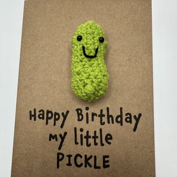 Little Pickle Crochet Birthday Card Handmade, 2 of 8