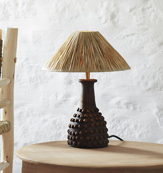 Brown Bobbled Raffia Table Lamp, 2 of 2