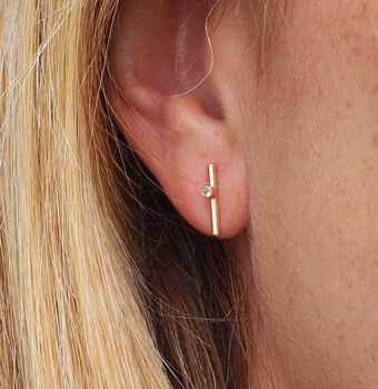 Modern Gold Studs With Gem Stone, 2 of 8