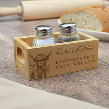 Personalised Highland Cow Mini Wooden Storage Crate Caddy, 5 of 5