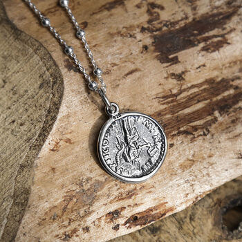 Sterling Silver Roman Emperor Coin Necklace, 3 of 4