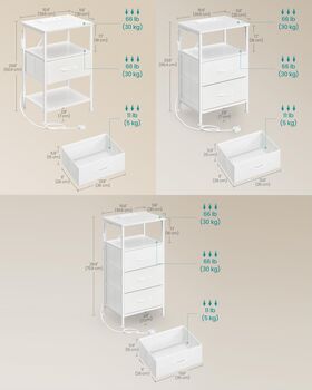 Bedside Table LED Charging Station Side End Table, 2 of 7