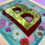 Reverse Glass Gilded Letter B With Real Dried Flowers, thumbnail 1 of 8