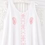 Pink Jenny Edwardian Nightdress, White Cotton Nightie With Pink Embroidery, Vintage Style Sleeveless Chemise, One Size UK 10 16, Gift, thumbnail 8 of 8