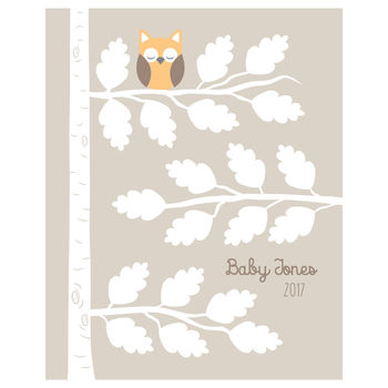 Owl Tree Personalised Baby Shower Guest Book Print, 2 of 5