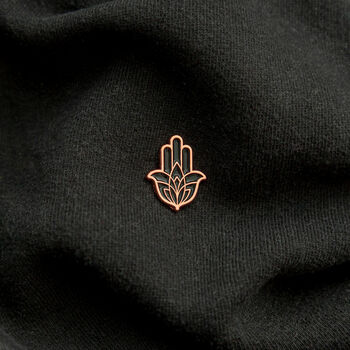 Hamsa Yoga Pin Badge And Mini Print Gift Set, 5 of 6