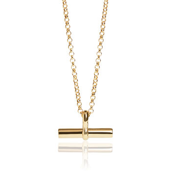 T Bar Necklace In 18ct Gold Vermeil Plate, 3 of 5