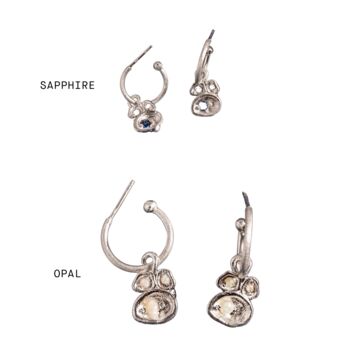 Recycled Silver Birthstone Pendant Hoop Earrings, 9 of 10