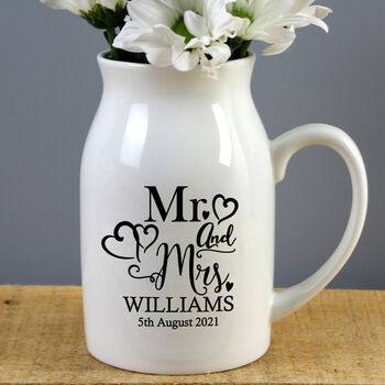 Personalised Mr And Mrs Flower Jug Vase, 3 of 4