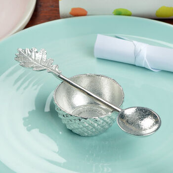 Pewter Acorn Christening Egg Cup Spoon Gift Set, 4 of 11