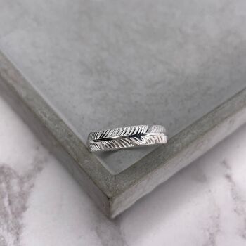 Sterling Silver Feather Band Ring, 10 of 12