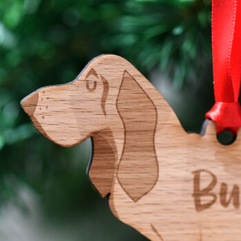 Basset Hound Personalised Dog Wooden Decoration, 4 of 6