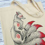 White Fox Kitsune Gusseted Tote Bag, thumbnail 2 of 5