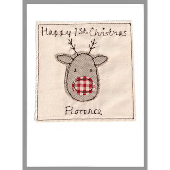 Personalised Reindeer 1st Christmas Card For Girl / Boy, 2 of 9