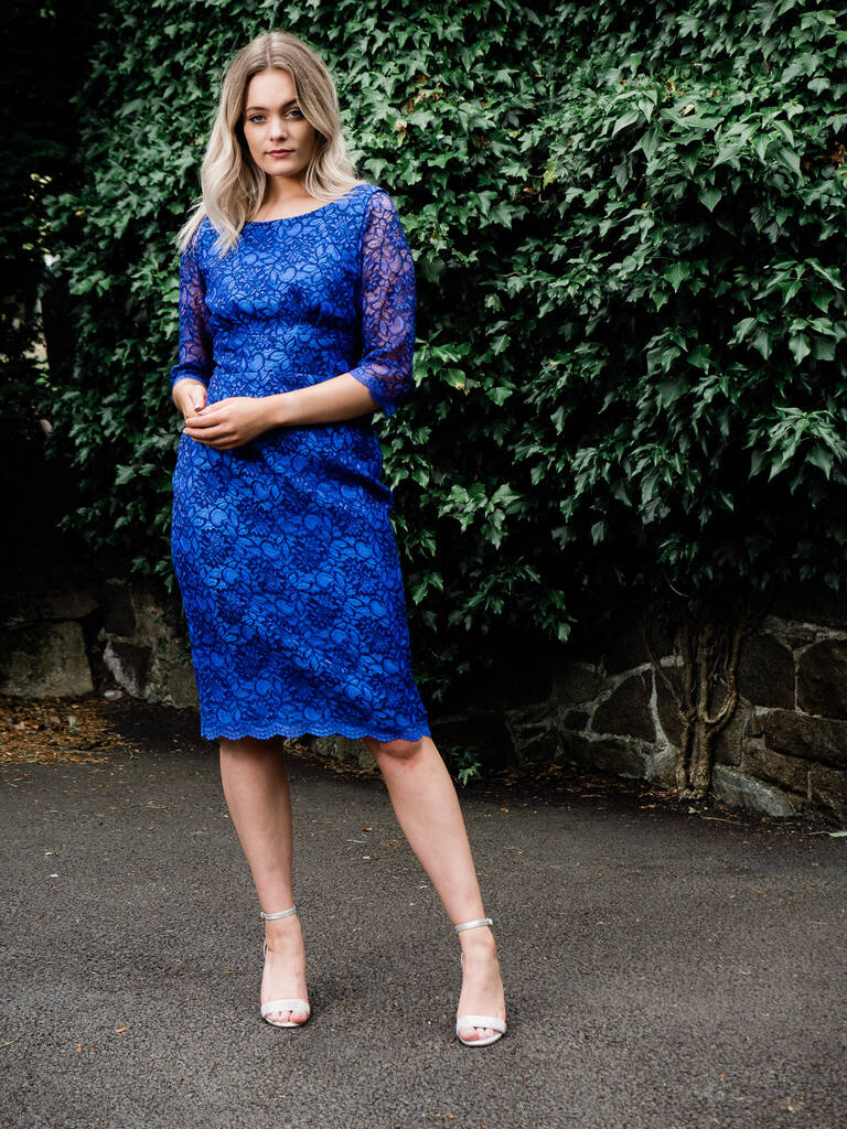 Image of Royal Blue Lace Pencil Dress